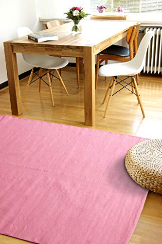 floor factory Moderner Baumwoll Teppich Living rosa 160x230cm - waschbarer Webteppich aus 100% Baumwolle von floor factory