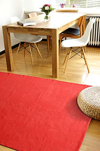 floor factory Moderner Baumwoll Teppich Living rot 120x170cm - waschbarer Webteppich aus 100% Baumwolle von floor factory