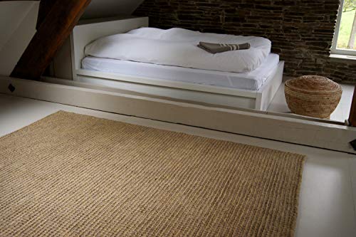 floor factory Moderner Designer Teppich Jute Natur/beige 160x230cm - handgewebter Teppich aus 100% Naturfaser von floor factory