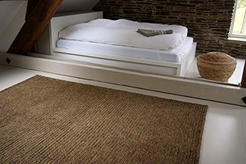floor factory Moderner Designer Teppich Jute braun 160x230cm - handgewebter Teppich aus 100% Naturfaser von floor factory