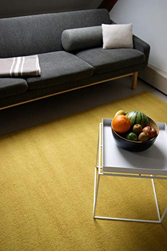 floor factory Moderner Designer Wollteppich Loft Mustard senfgelb 80x150cm - Reine Wolle in leuchtenden modernen Farben von floor factory