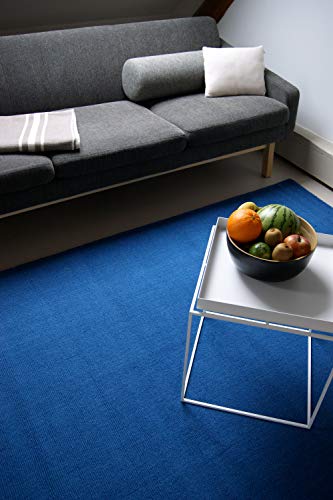 floor factory Moderner Designer Wollteppich Loft Ocean blau 80x150cm - Reine Wolle in leuchtenden modernen Farben von floor factory