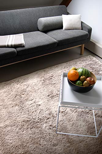 floor factory Moderner Teppich Delight Taupe 80x150cm - edler Designer Teppich mit flauschig weichem Flor von floor factory