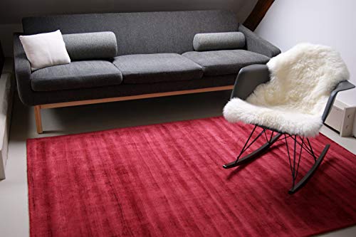 floor factory Moderner Teppich Lounge rot 200x200cm - edler Designer Teppich im Vintage Look von floor factory