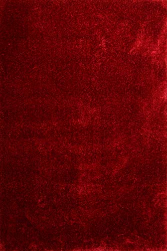 floor factory Moderner Teppich Seasons rot 200x290 cm - flauschig weicher Hochflor Teppich in aktuellen Trendfarben von floor factory
