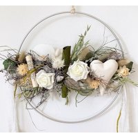 Tür, Fenster Und Wandkranz Haltbar, Fürs Ganze Jahr Sommer Herbst Trockenblumen Handarbeit Auf Silbernem Metallring 30 cm „Musik" von floralkreativ