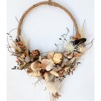 Türkranz/Fensterkranz Fensterhänger Aus Sisal Ganzjährig Herbst Mit Sisalherz Ca. 35-40 cm Trockenblumen Boho „"Reizend" von floralkreativ