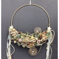 Türkranz/Fensterkranz Hoop Weihnachten 30 cm Advent Goldener Dekoring, Viel Natürliches Haltbar, Zierdraht Gold Handgearbeitet „Gold" Türkranz/Fensterkranz Hoop Weihnachten 30 cm Advent Goldener Dekoring, Viel Natürliches Haltbar, Zierdraht Gold Handgearbeitet „Gold" von floralkreativ