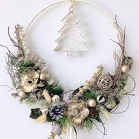 Türkranz/Fensterkranz Hoop Weihnachten 30 cm Advent Wandschmuck Adventdeko Creme/Platingold Handarbeit Fensterdekoration „Tannengrün" Türkranz/Fensterkranz Hoop Weihnachten 30 cm Advent Wandschmuck Adventdeko Creme/Platingold Handarbeit Fensterdekoration „Tannengrün" von floralkreativ