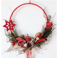 Türkranz Advent Türschmuck Fensterdeko Weihnachten Hoop, Dekoring Rot-Weiß-Grün-Natur, Haltbar Handgearbeitet Ca. 30 cm „Filzstern" Türkranz Advent Türschmuck Fensterdeko Weihnachten Hoop, Dekoring Rot-Weiß-Grün-Natur, Haltbar Handgearbeitet Ca. 30 cm „Filzstern" von floralkreativ