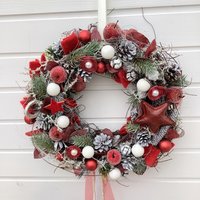 Türkranz Advent Weihnachten Haltbar Ca. 40 cm Handgearbeitet Wandschmuck Kunsttanne Christmas Weihnachtsdeko Rot-Weiß-Grau „Tannenzweig" Türkranz Advent Weihnachten Haltbar Ca. 40 cm Handgearbeitet Wandschmuck Kunsttanne Christmas Weihnachtsdeko Rot-Weiß-Grau „Tannenzweig" von floralkreativ