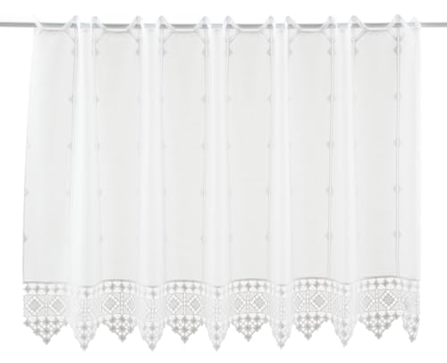 florentina florentina Scheibengardine gehäkelter Abschluß 55 cm hoch Weiß - Wunschbreite frei wählbar durch gekaufte Menge in 16 cm Schritten - Meterware florentina florentina Scheibengardine gehäkelter Abschluß 55 cm hoch Weiß - Wunschbreite frei wählbar durch gekaufte Menge in 16 cm Schritten - Meterware von florentina