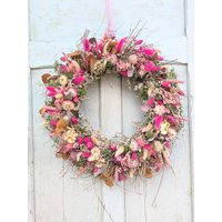 Türkranz 48 cm Türkränze Wandkranz Trockenblumen Natur Getrocknet Eukalyptus Tischkranz von floristikwerkstatt