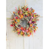 Türkranz Türkränze Wandkranz Natur Handarbeit Trockenkranz Bambus Lampions Herbstkranz von floristikwerkstatt