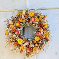Türkranz 30 cm Wandkranz Natur Handarbeit Trockenkranz Trockenblumenkranz Herbstkranz von floristikwerkstatt