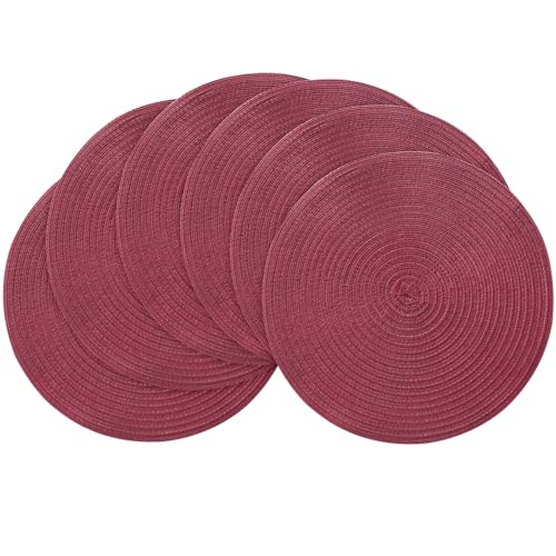 Floroom Runde geflochtene Platzsets, 38,1 cm, waschbar, hitzebeständig, Baumwolle, Polyester, runde Platzsets für Küche, Esstisch, Burgunderrot, 6 Stück Floroom Runde geflochtene Platzsets, 38,1 cm, waschbar, hitzebeständig, Baumwolle, Polyester, runde Platzsets für Küche, Esstisch, Burgunderrot, 6 Stück von floroom