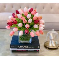 Faux Real Touch Arrangement-Tulpen-Mittelstück Für Esstisch-Tulip Silk Arrangement-Tulip Künstliche Arrangement von flovery