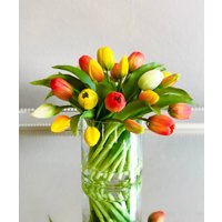 Faux Tulpe Blumenarrangement-Real Touch Tulpen Mittelstück-Tulip Arrangement-Light Pink Dark Tulip Centerpiece-Dine Centerpiece von flovery
