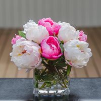 Große Feinste Seide Weiß Mit Hellrosa Pfingstrosengrün Blatt Wickelglas Vase Kunstgemälde Für Home Decor von flovery