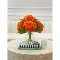 Große Orange Hortensie Thanksgiving Mittelstück, Real Touch Französisch Blumenarrangement, Dinner Table Blumenarrangement in Vase von flovery