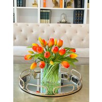 Herbst-Mittelstück, Thanksgiving-Dekor, Orange Tulpe-Mittelstück, Faux Arrangement, Faux-Mittelstück Für Esstisch von flovery