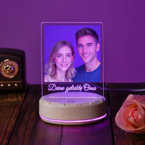 Personalisierte 3d Foto Glas Lampe Bilder Nachtlichter Geschenk Valentinstag Mit Geschenkbox (Weiße Basis1) von flowers Hua