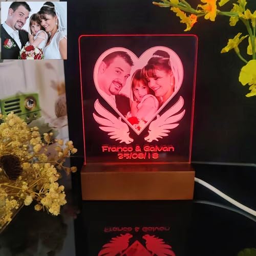 Personalisierte Leuchte mit Foto Namensgravur Nachtlicht Lampe - Das perfekte Geschenk für besondere Momente Weihnachten, Valentinstag, Jubiläumsgeschenke (Fotolicht4) von flowers Hua