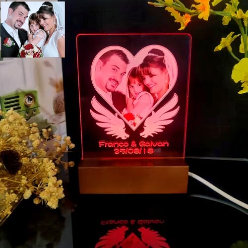 flowers Hua Personalisierte Geschenke 3d Foto Glas Lampe Fotogeschenke Bilder Personalisiertes Nachtlicht für Frauen Geschenk Weihnachten Valentinstag zum Jahrestag Geschenk(Stil 1) von flowers Hua