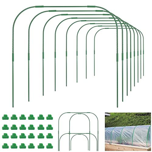 Gewächshaus-Reifen, 8 Sets lange Gartenreifen (104.9x80 cm) für Hochbeete, abnehmbare DIY-Pflanzenunterstützung, Gartenstecker für Garten, Netz, rostfreier Stahl mit Kunststoffbeschichtung von flowlamp