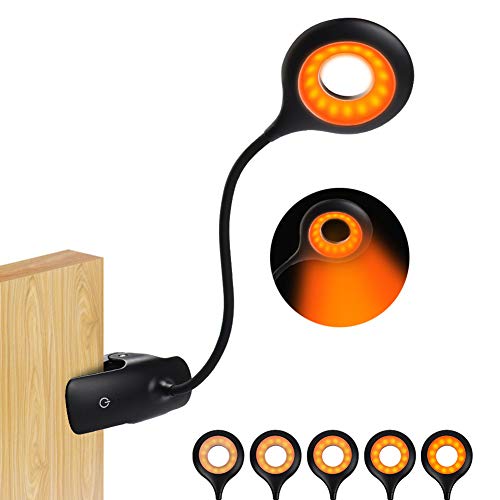 Leselampe,16 LED klemmlampe bett, Buchlampen USB Wiederaufladbar Klemmleuchte 5 Helligkeit Dimmbar 360° Flexibel Klemmlampe Augenschutz Bernstein Nachttischlampe Nachttischlampe von flowlamp