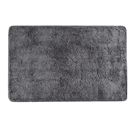 fluffy® Badteppich aus Mikrofaser mit Rutschfester Unterseite (50 x 80 cm, Anthrazit) von fluffy