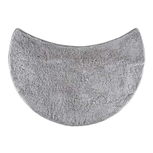 fluffy® Badteppich für Rundduschen aus Mikrofaser mit Rutschfester Unterseite (Sichel | Duschradius 55 cm, Grau) von fluffy