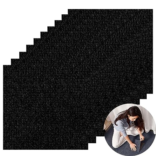 10 Stück Selbstklebende Gestreiftes Teppichfliesen, Anti-Rutsch mit Washable Strapazierfähig Verschleißfest, für Büro Büro Schlafzimmer Wohnzimmer Badezimmer Küche (Schwarz-30 * 30CM) von flydimund