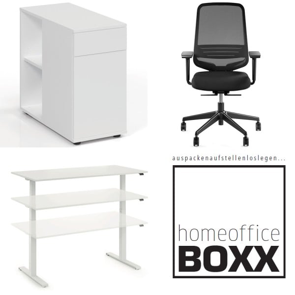 FM Homeoffice BOXX 3.0 - EASY GO Schreibtisch, ATTACK Bürodrehstuhl und STAND... von fm Büromöbel