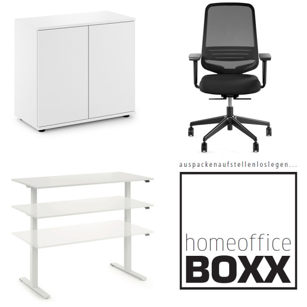 FM Homeoffice BOXX 3.1 - EASY GO Schreibtisch, ATTACK Bürodrehstuhl und SPACE... von fm Büromöbel