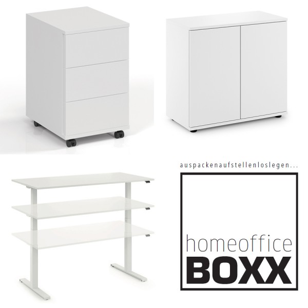 FM Homeoffice BOXX 3.2 - EASY GO Schreibtisch, ROLL ON Rollcontainer und SPAC... von fm Büromöbel