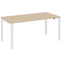 fm Catro Schreibtisch ahorn, verkehrsweiß rechteckig, 4-Fuß-Gestell weiß 140,0 x 80,0 cm von fm