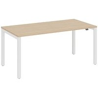 fm Catro Schreibtisch ahorn, verkehrsweiß rechteckig, 4-Fuß-Gestell weiß 180,0 x 80,0 cm von fm