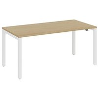 fm Catro Schreibtisch akazie, verkehrsweiß rechteckig, 4-Fuß-Gestell weiß 140,0 x 80,0 cm von fm