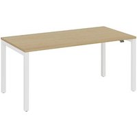 fm Catro Schreibtisch akazie, verkehrsweiß rechteckig, 4-Fuß-Gestell weiß 200,0 x 80,0 cm von fm