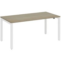 fm Catro Schreibtisch eiche, verkehrsweiß rechteckig, 4-Fuß-Gestell weiß 160,0 x 80,0 cm von fm