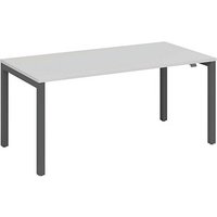 fm Catro Schreibtisch weiß, anthrazit metallic rechteckig, 4-Fuß-Gestell grau 140,0 x 80,0 cm von fm