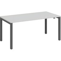 fm Catro Schreibtisch weiß, anthrazit metallic rechteckig, 4-Fuß-Gestell grau 160,0 x 80,0 cm von fm