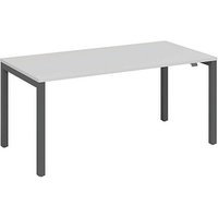 fm Catro Schreibtisch weiß, anthrazit metallic rechteckig, 4-Fuß-Gestell grau 180,0 x 80,0 cm von fm