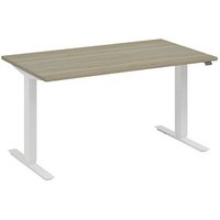 fm Move elektrisch höhenverstellbarer Schreibtisch eiche, verkehrsweiß rechteckig, T-Fuß-Gestell weiß 180,0 x 80,0 cm von fm