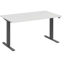 fm Move elektrisch höhenverstellbarer Schreibtisch weiß, anthrazit metallic rechteckig, T-Fuß-Gestell grau 160,0 x 80,0 cm von fm