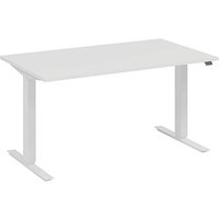fm Move elektrisch höhenverstellbarer Schreibtisch weiß, verkehrsweiß rechteckig, T-Fuß-Gestell weiß 140,0 x 80,0 cm von fm