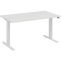 fm Move elektrisch höhenverstellbarer Schreibtisch weiß, verkehrsweiß rechteckig, T-Fuß-Gestell weiß 160,0 x 80,0 cm von fm