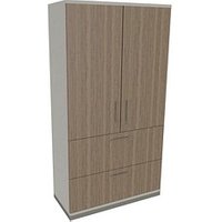 fm Aktenschrank Oldenburg, 4260649684788 weiß, eiche natur 2 Fachböden 100,0 x 44,2 x 186,9 cm von fm