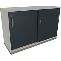 fm Schiebetürenschrank Oldenburg, 4260649683149 weiß, lavagrau 1 Fachboden 120,0 x 44,2 x 78,1 cm von fm